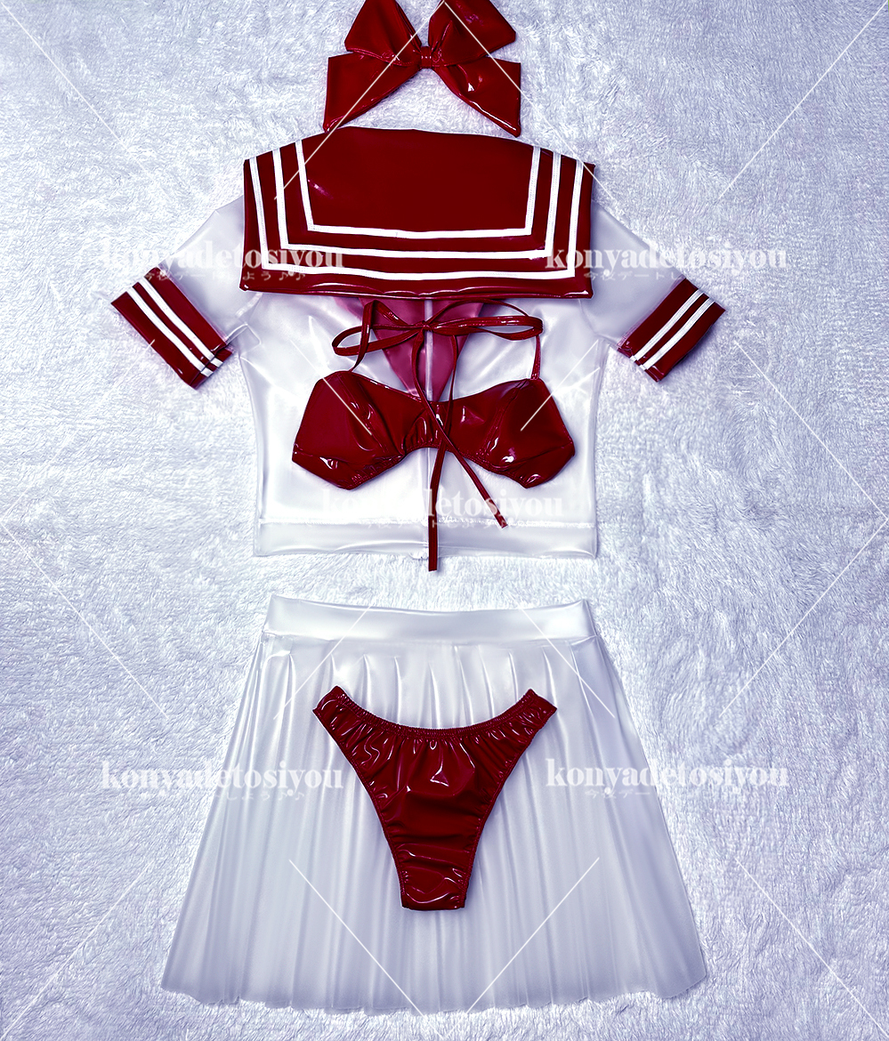 LJH23034 белый & красный L-XL супер глянец skeske симпатичный sailor способ tops + юбка в складку костюмированная игра JK форма маскарадный костюм менять оборудование Event костюм 