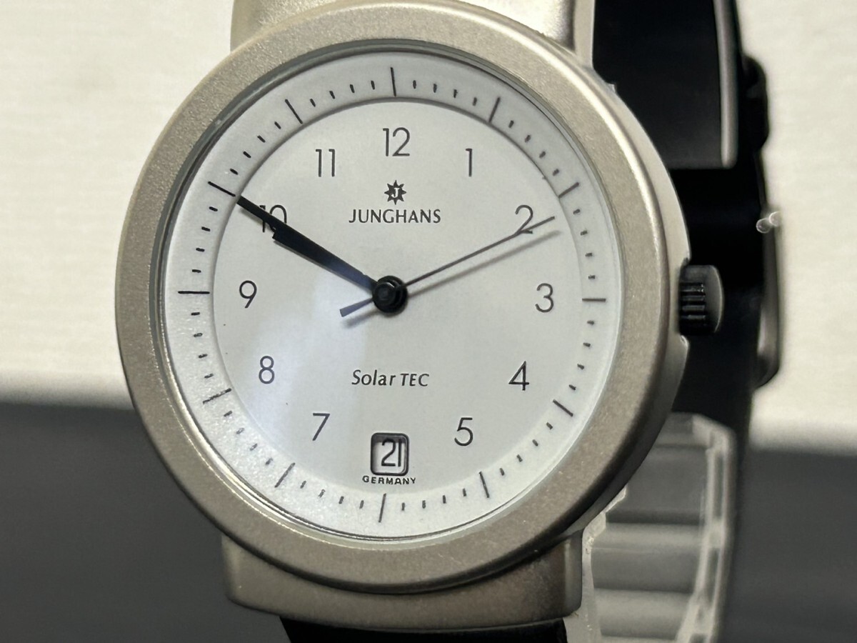 A2 JUNGHANS ユンハンス 14/1713 801 Solar TEC デイト 白文字盤 メンズ腕時計 ブランド腕時計 現状品の画像2