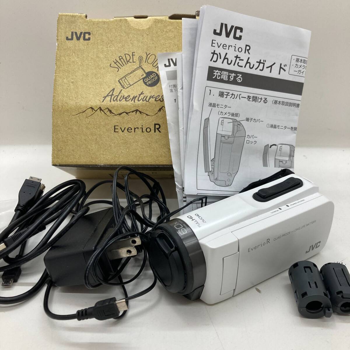 【1円～】JVC EverioR ビデオカメラ GZ-R470-W 2019年製 白 KENWOOD 中古品【中古品】の画像1