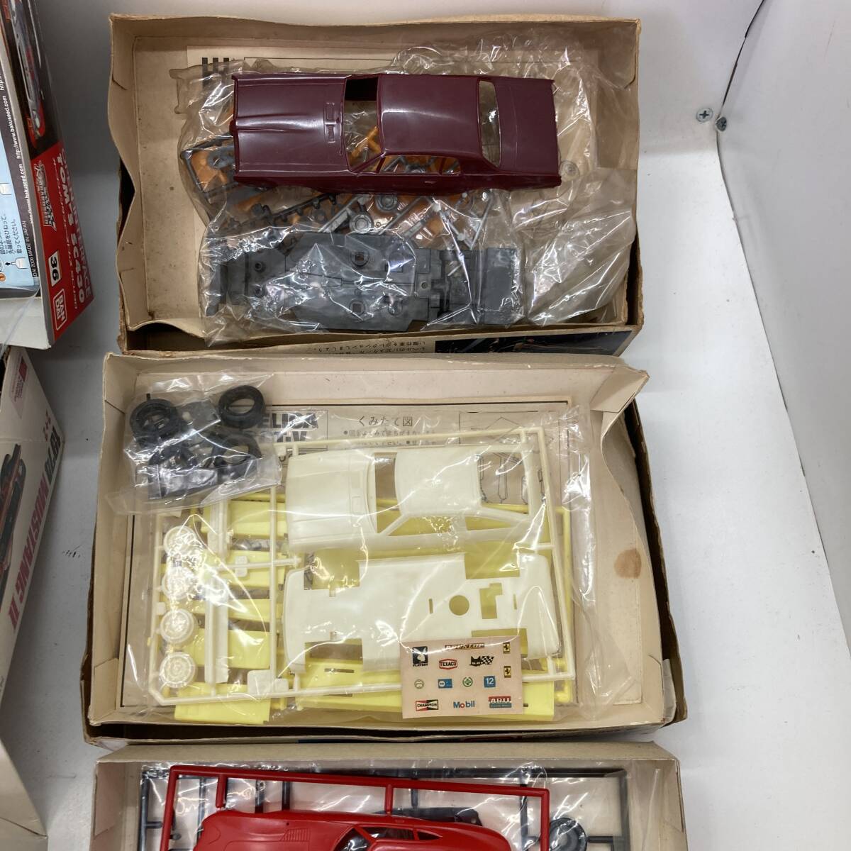 [1 jpy ~] plastic model car set sale retro zen my Toyota two - maru series super Mini 100 ultra mileage army .[ secondhand goods * present condition goods ]