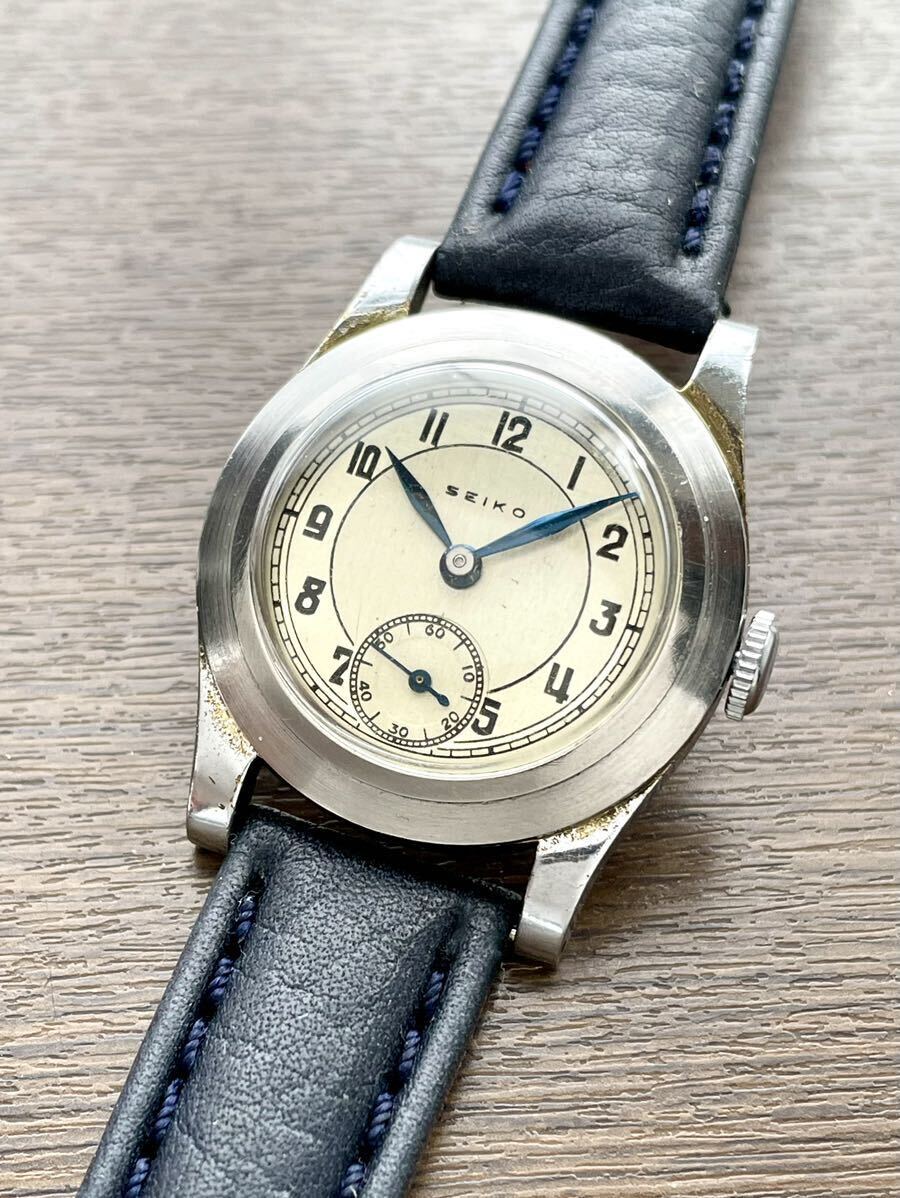 希少 ★ 精工舎 SEIKO セイコー 1940年代 ～ 新10A型 バナナムーブ 全数字文字盤 諏訪精工舎 スモセコ 手巻 動作品 検) 戦後 シントー の画像10