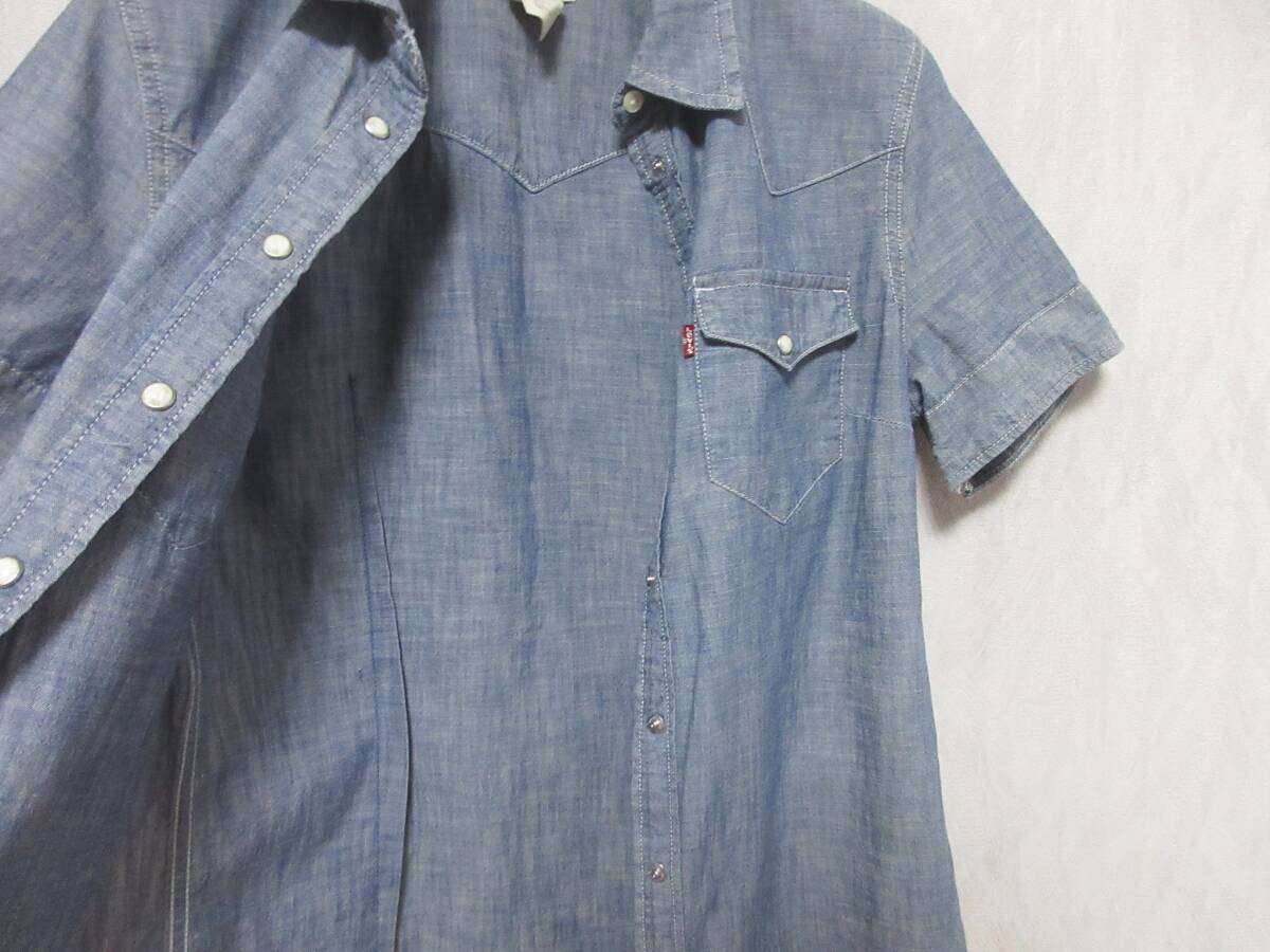 Levi's リーバイス 半袖 ワークシャツ レディース S ブルー系　　irmri yg5563_画像5