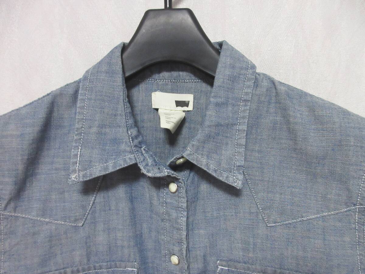 Levi's リーバイス 半袖 ワークシャツ レディース S ブルー系　　irmri yg5563_画像3