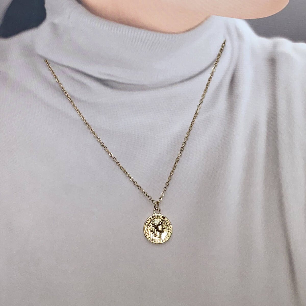 新品 18ｋゴールドＧＰ 45cm メンズレディース 上質 質感 高品質 大人気 coin necklace 17の画像6