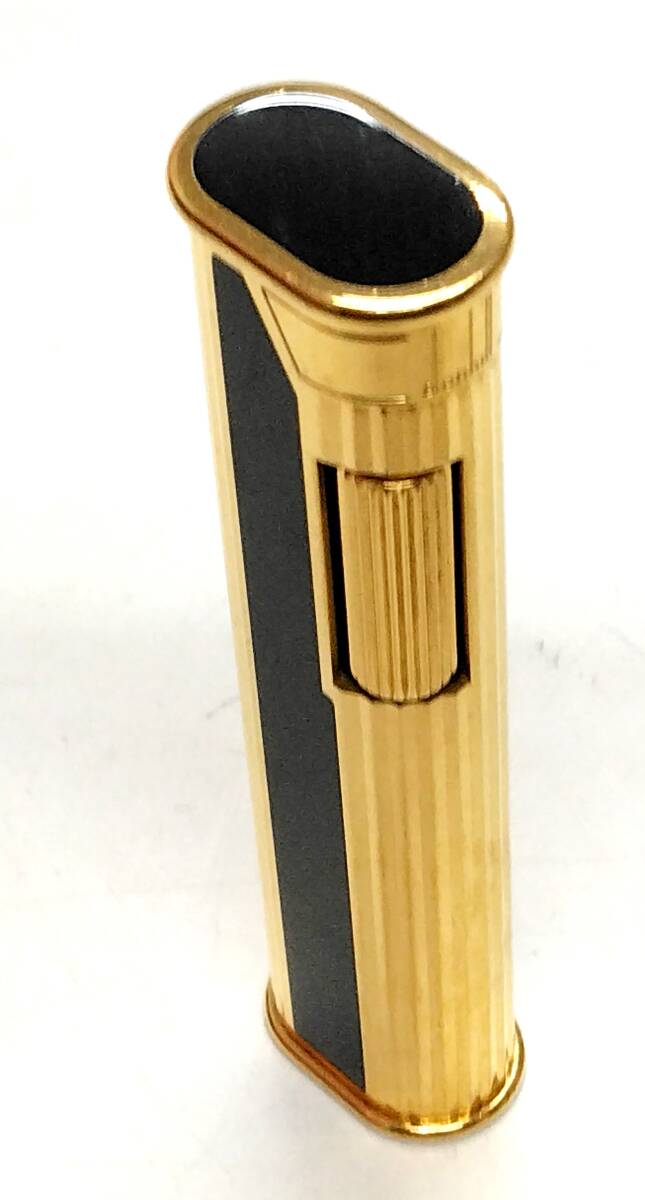 ☆dunhill ダンヒル ローラー ガス ライター スリム型金×黒色 【着火未確認】中古※税込価格※他同梱可☆_画像2