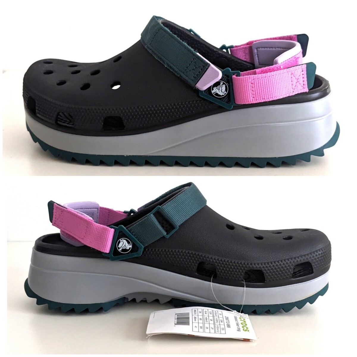  new goods * Crocs Classic Hiker Clog Classic high car clog thickness bottom sandals shoes outdoor camp black green pink black 28.
