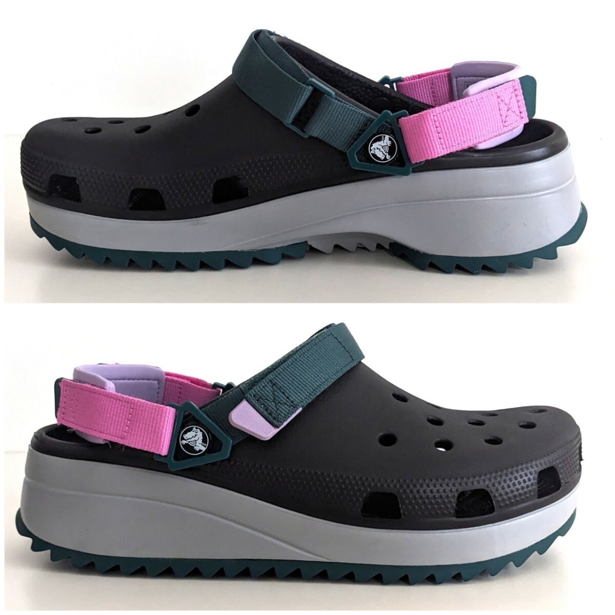  new goods * Crocs Classic Hiker Clog Classic high car clog thickness bottom sandals shoes outdoor camp black green pink black 28.