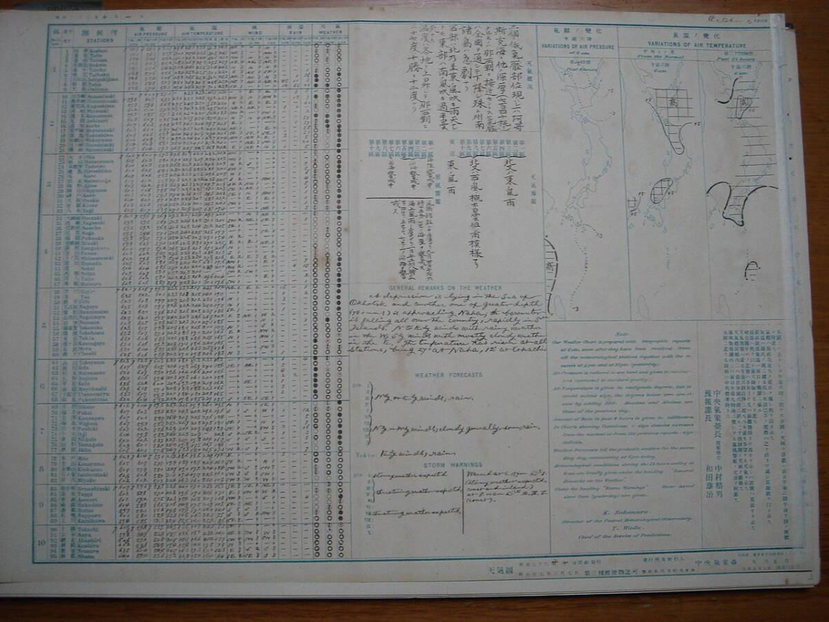 戦前 中央気象台発行大判天気図 明治36年10-12月期92枚一括■韓国朝鮮台湾中国支那満州天気予報データ大量■釜山恒春台東台南澎湖島台北の画像9