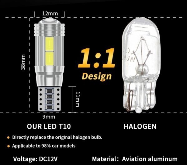 超爆光！2個セット キャンセラー内蔵 T16 T10 LED ルームランプ ポジション ナンバー灯 バックランプ ホワイト 5630 10smd /10_画像6