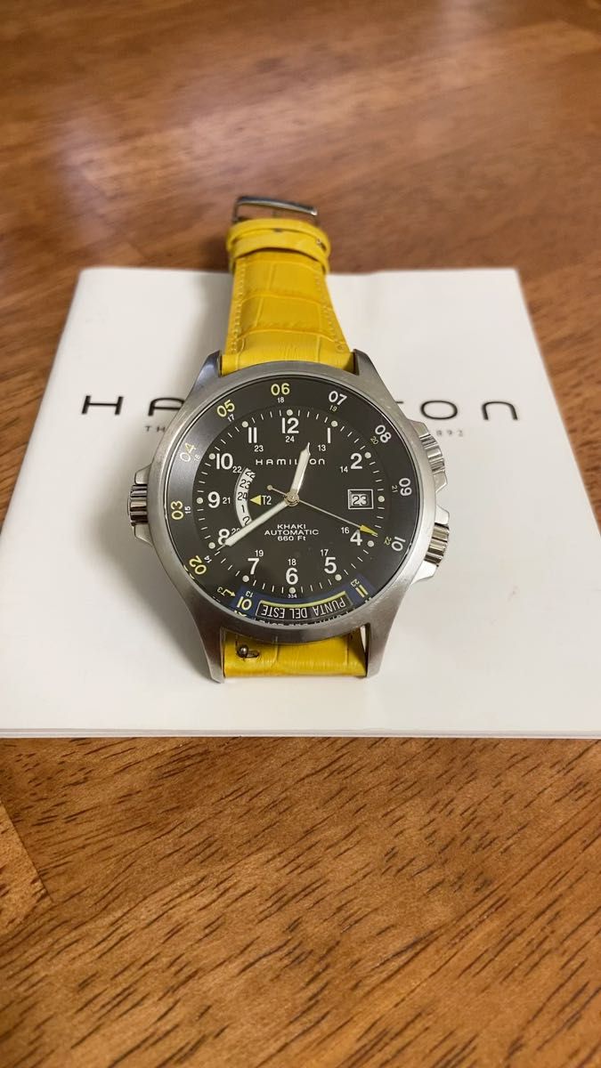 Hamilton ハミルトン　カーキネイビー　Khaki Navy GMT H77645433 ベルト新品　Dバックル新品純正品