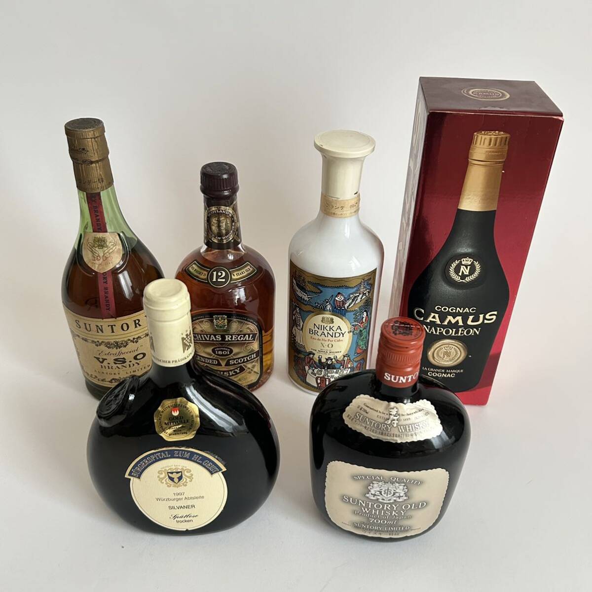 【未開栓】古酒 6本セット ウィスキー ブランデー 白ワインサントリー ウイスキー ナポレオン 