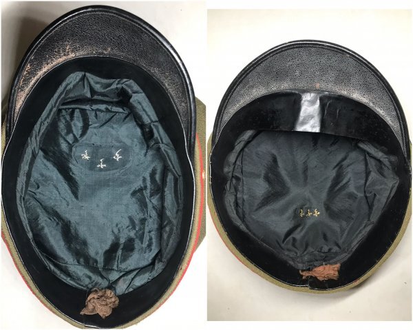 [1 jpy start!] land army .. Czech type army cap 2 point together thickness paper hat box attaching old Japan army land army army for hat *44N2O