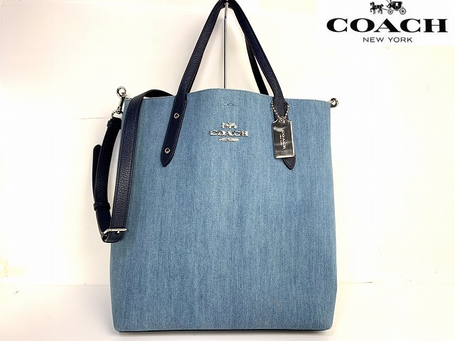  superior article * free shipping * Coach COACHwoshu Denim 2Way shoulder bag tote bag 