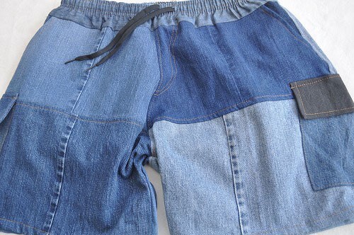 Crazy Pattern Shorts Denim クレイジーパターンデニムショーツ 6p　フリーサイズ　24-4P-11　リメイク　アップサイクル_画像7