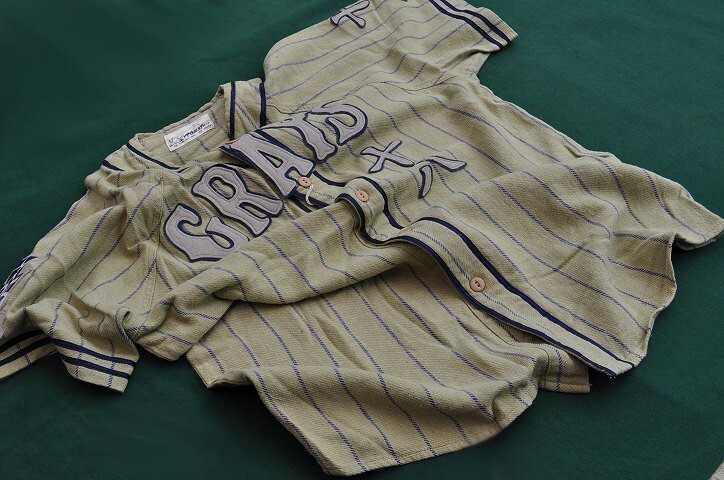 Baseball Team ユニフォーム　ベースボールシャツ　GRAYS　 サンド＆ネイビーストライプサイズM新品_画像7