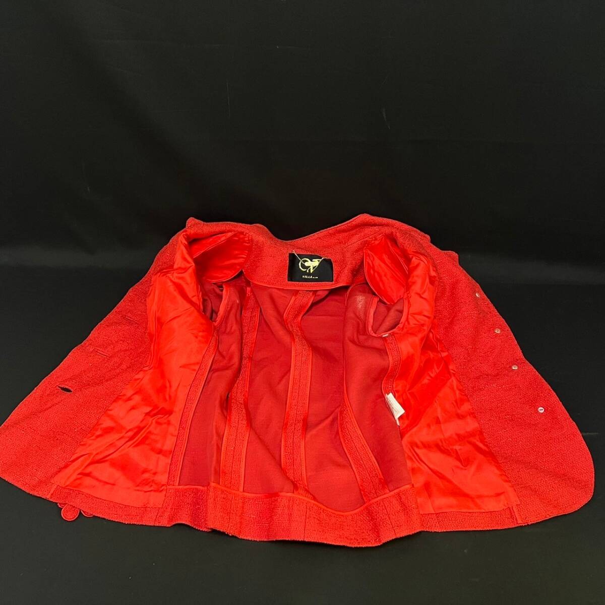 BCg050ハ 80 VELLA/ベラ 銀座マギー スカート スーツ サイズ38 レッド 赤 花柄 ジャケット セットアップ レディース 311-2770 服 洋服の画像5