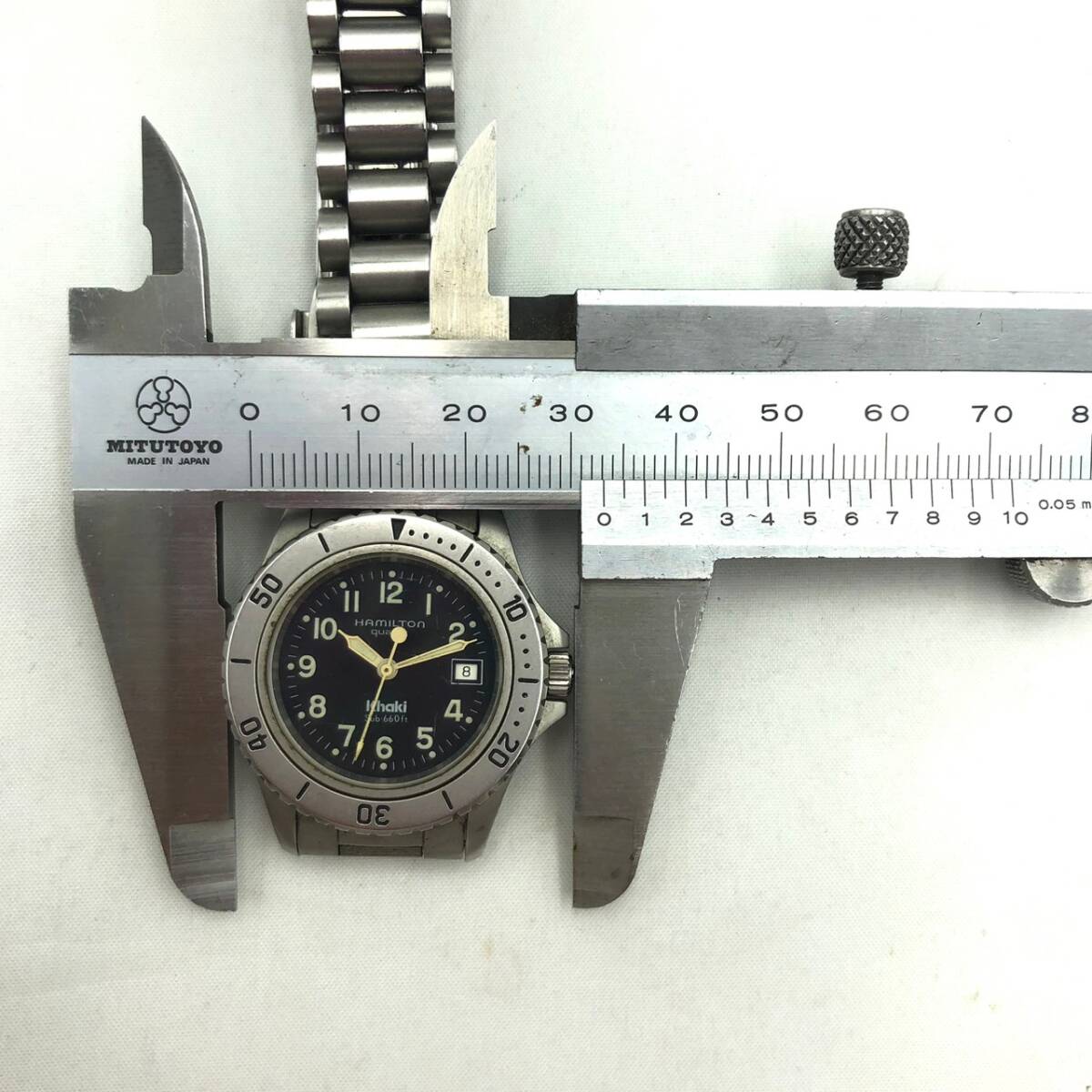 BCm011R 60 HAMILTON ハミルトン 8587B khaki Sub カーキ サブ レディース クオーツ 腕時計 デイト ブラック文字盤の画像8