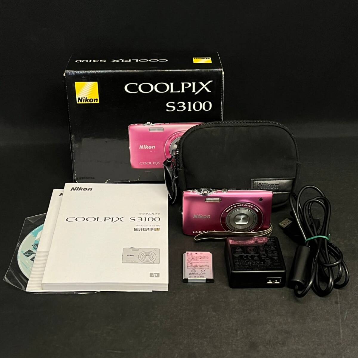 BCd065I 60 箱付き Nikon COOLPIX S3100 クールピクス NIKKOR 5X WIDE OPTICAL ZOOM 4.6-23.0mm 1:3.2-6.5 ピンク デジタルカメラ 顔認識の画像1