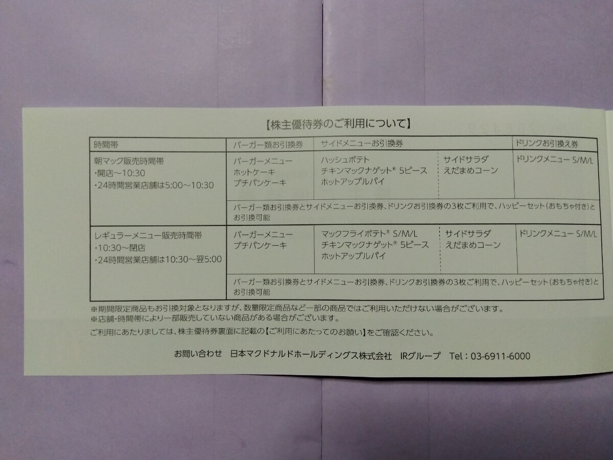 【送料無料】マクドナルド株主優待券6枚 期限2024.9.30の画像3