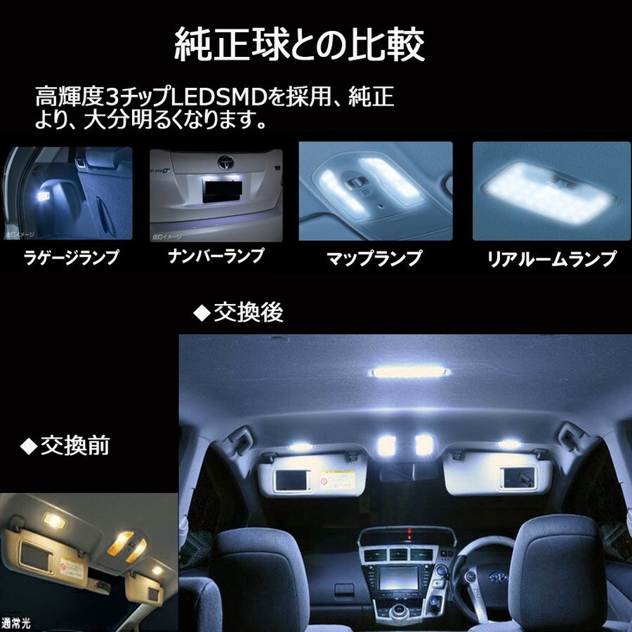 LED room lamp * Toyota Prius Prius 30 series Prius α ZVW30 ZVW40 ZVW41 PHV35 6000K white 1 year guarantee 