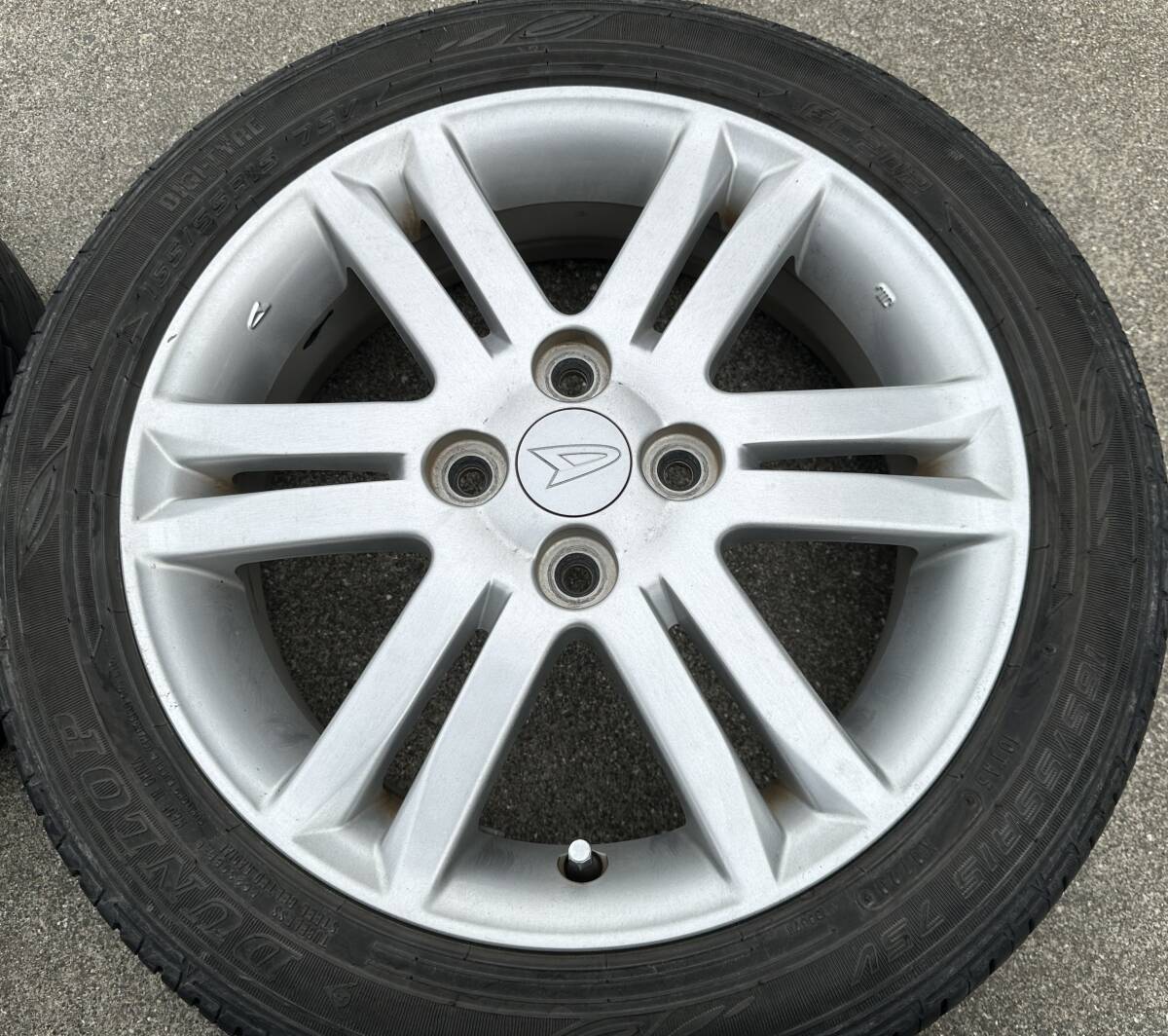 【バリ山！ ダイハツ L175S ムーヴカスタム純正 アルミ ホイール&DUNLOP EC202 165/55R15 4本セット 15×4.5J +45 4穴 PCD100】の画像4