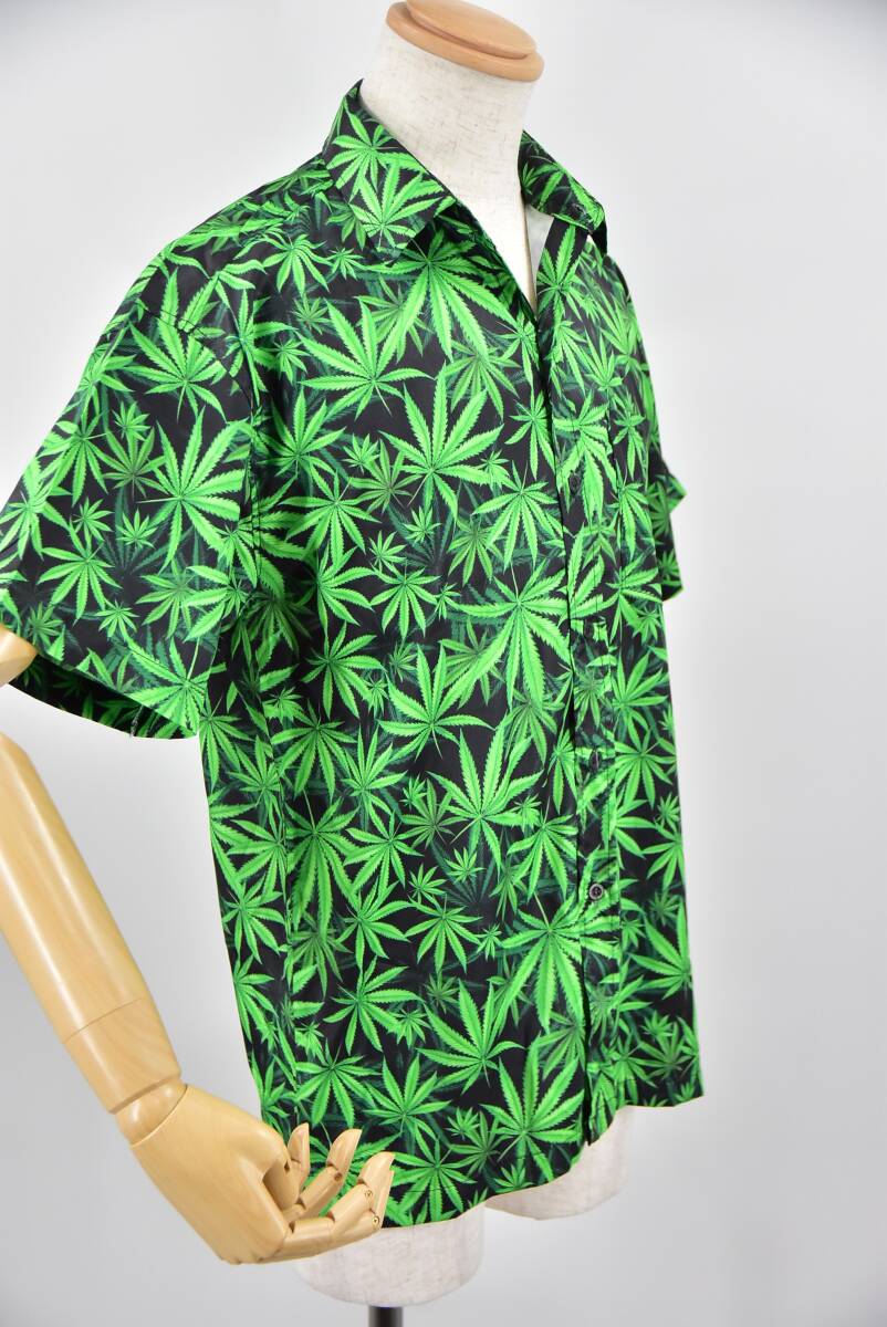 ◆マリファナフルプリントシャツ◆大麻草◆ポリエステル製◆XLサイズ◆新品_画像3