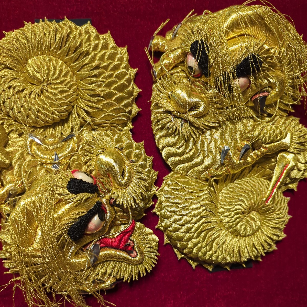 龍　布団締め　太鼓台　スカジャン　みこし　だんじり　刺繍　金糸　彫刻