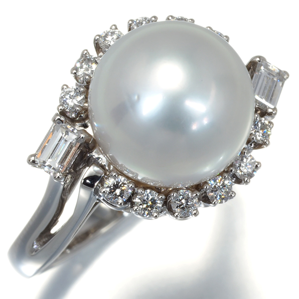  Mikimoto кольцо White Butterfly жемчуг жемчуг 10.5mm diamond 11.5 номер Pt900 BLJ