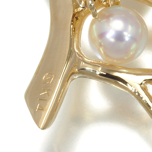  Mikimoto brooch pearl Akoya pearl 5.0-7.0mm. luck. tree K14YG BLJ