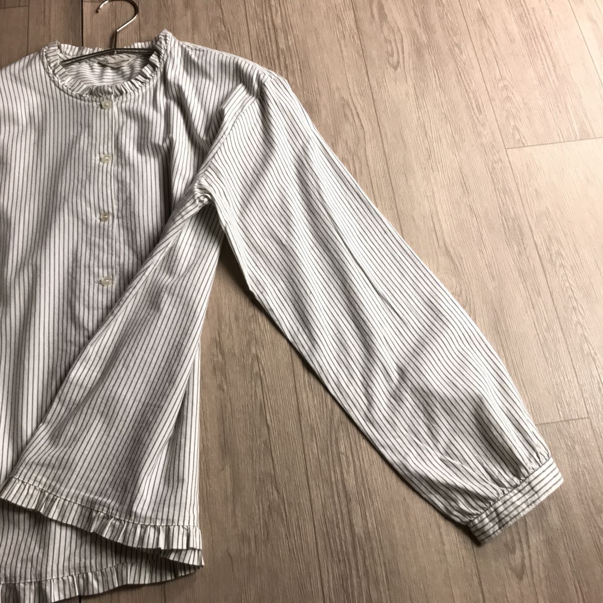 100 jpy start * samansa mos2sa man sa Moss Moss stripe blouse free size 