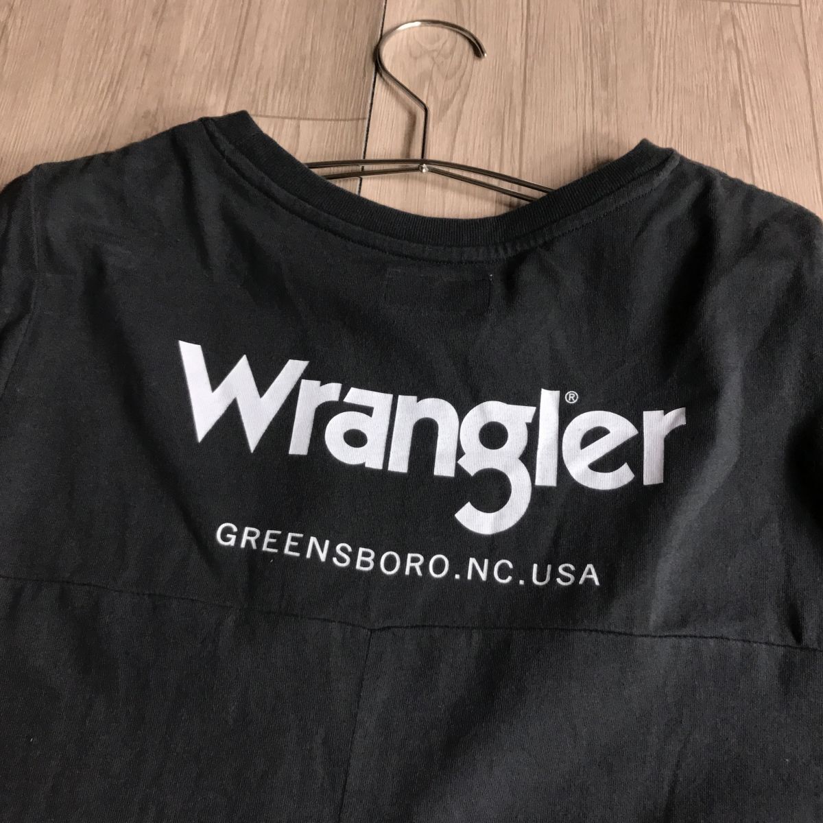 100 иен старт! wrangler Wrangler cut and sewn One-piece Logo свободный размер 