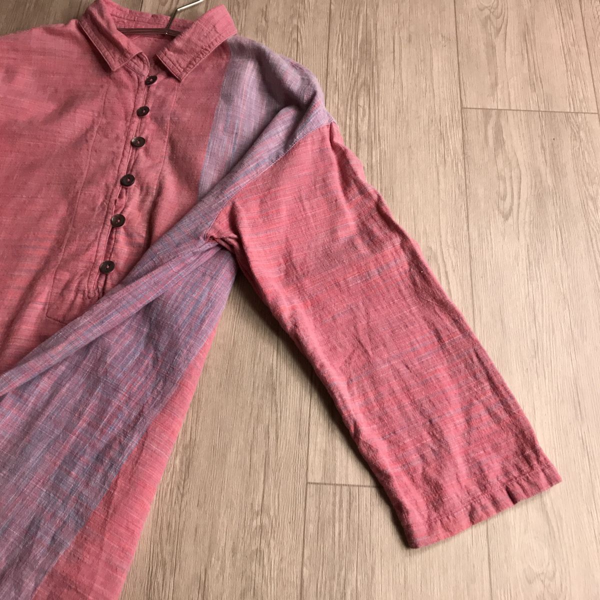 100 jpy start 0 grape gray p Yokohama origin block asimeto Lee stylish design weave cloth tunic blouse 