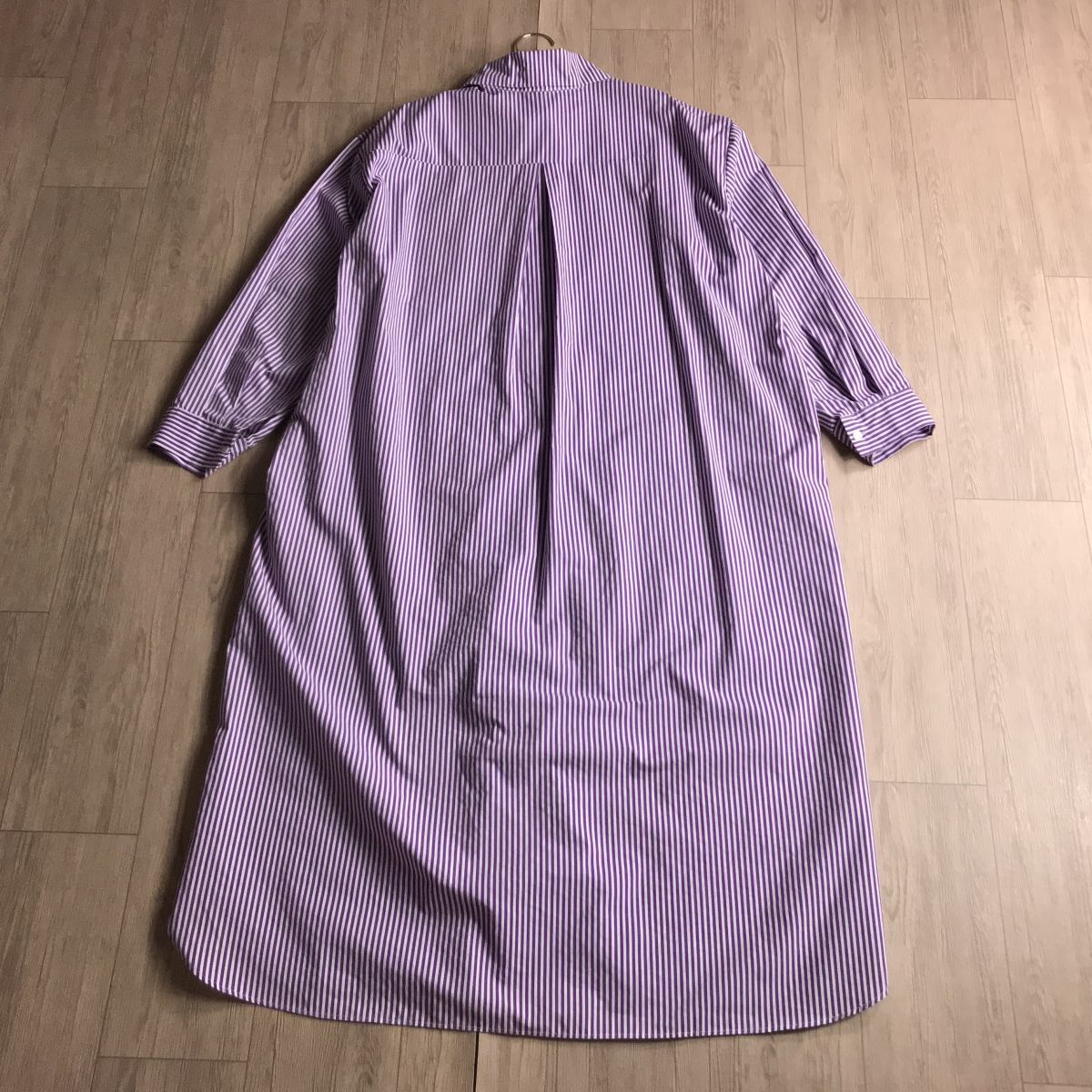 100 иен старт * mumokuteki полоса рубашка One-piece ширина свободно body type покрытие 