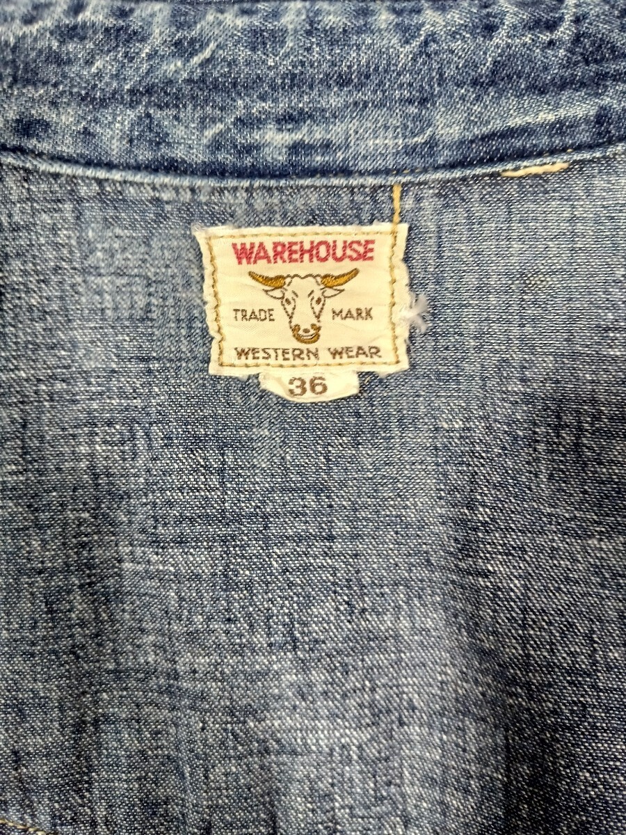 warehouse Westerndenimshirt size36 ウエアハウス ウエスタンデニムシャツ 36サイズ(Sサイズ相当)の画像7