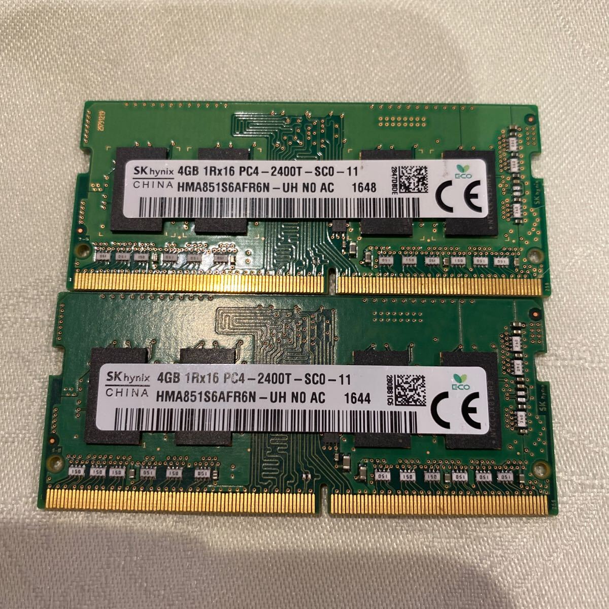 SKhynix DDR4 19200 1RX16 PC4 2400T 4GBX2枚セット(8GB)④の画像1