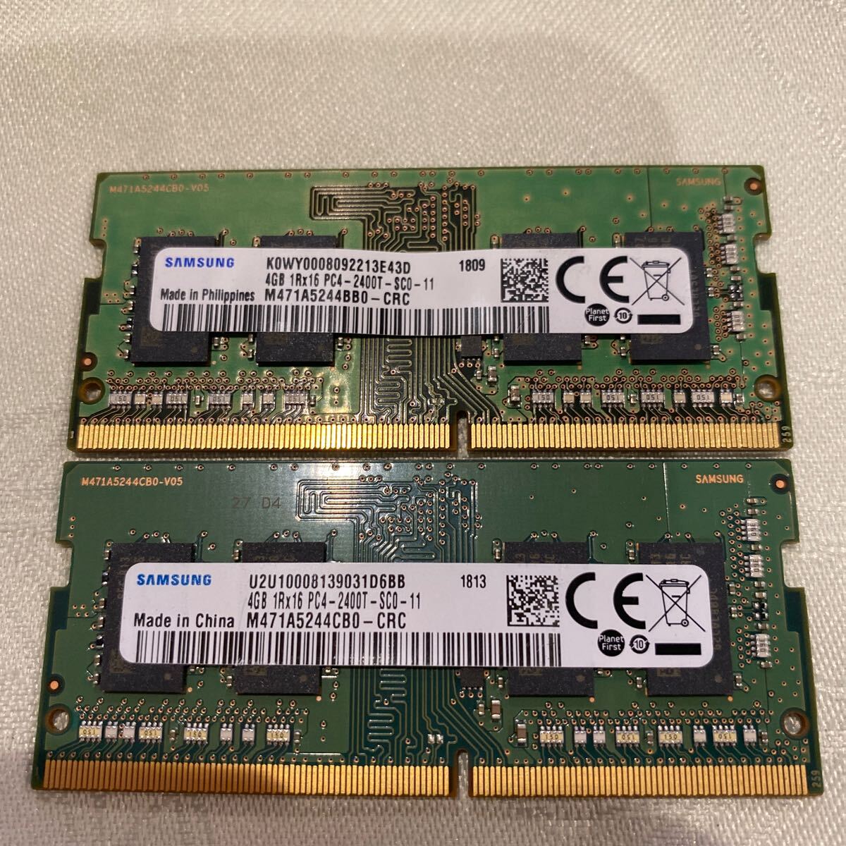 SAMSUNG DDR4 19200 1RX16 PC4 2400T 4GBX2枚セット(8GB)②の画像1