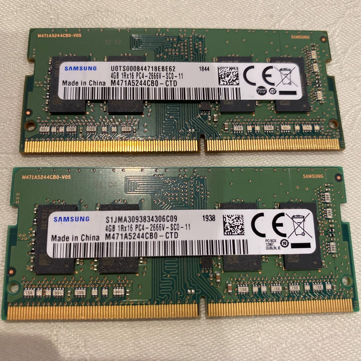SAMSUNG 1RX16 PC4 21300 DDR4 2666V 4GBX2枚セット（8GB)②の画像1
