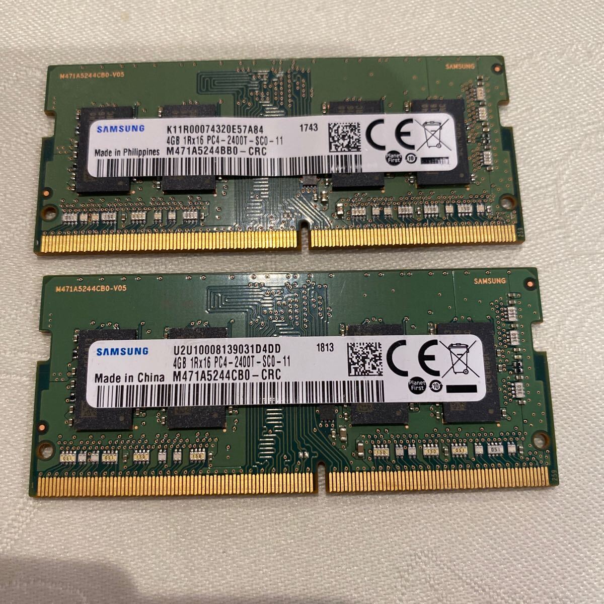 SAMSUNG DDR4 19200 1RX16 PC4 2400T 4GBX2枚セット(8GB)⑤の画像1