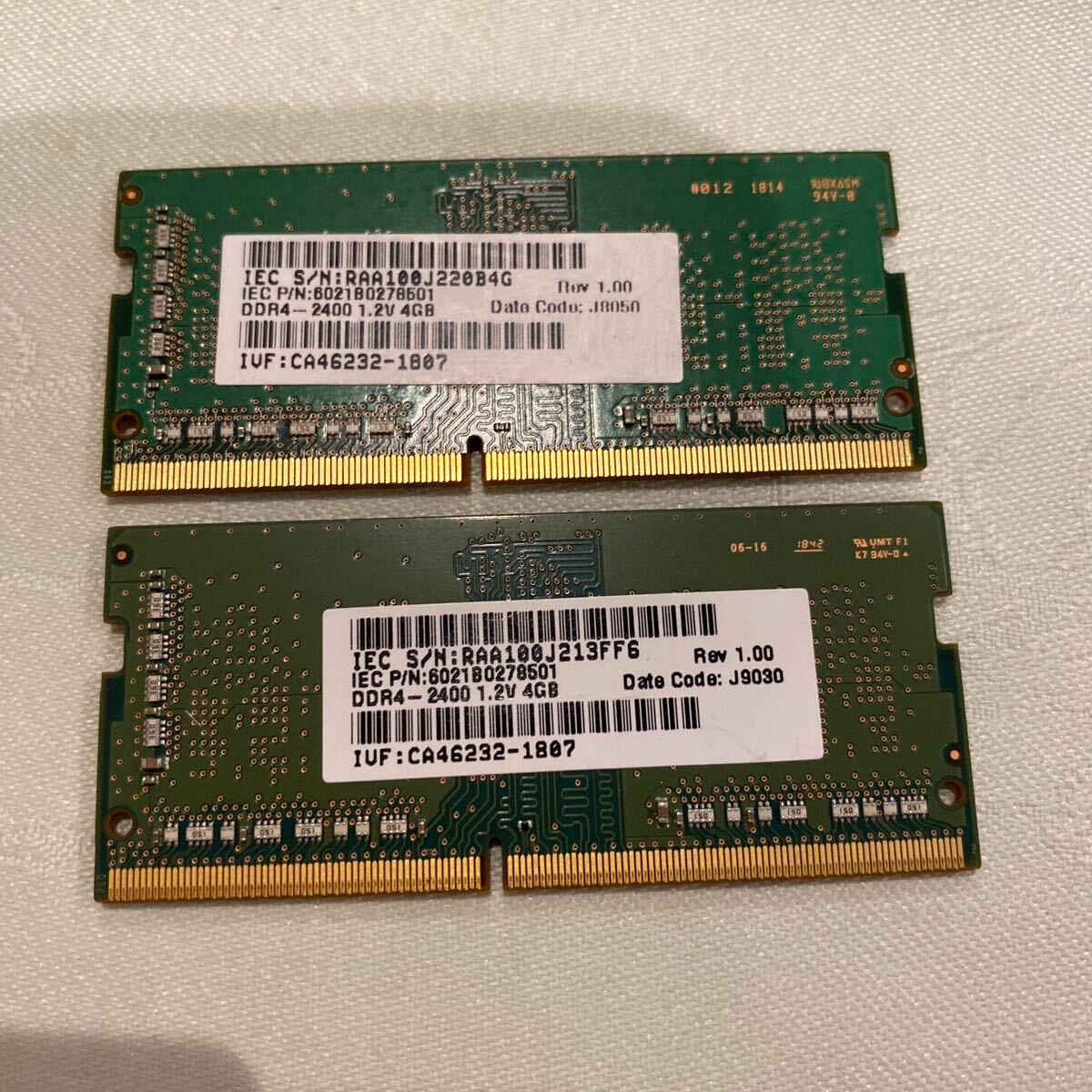 SAMSUNG DDR4 19200 1RX16 PC4 2400T 4GBX2枚セット(8GB)④の画像2