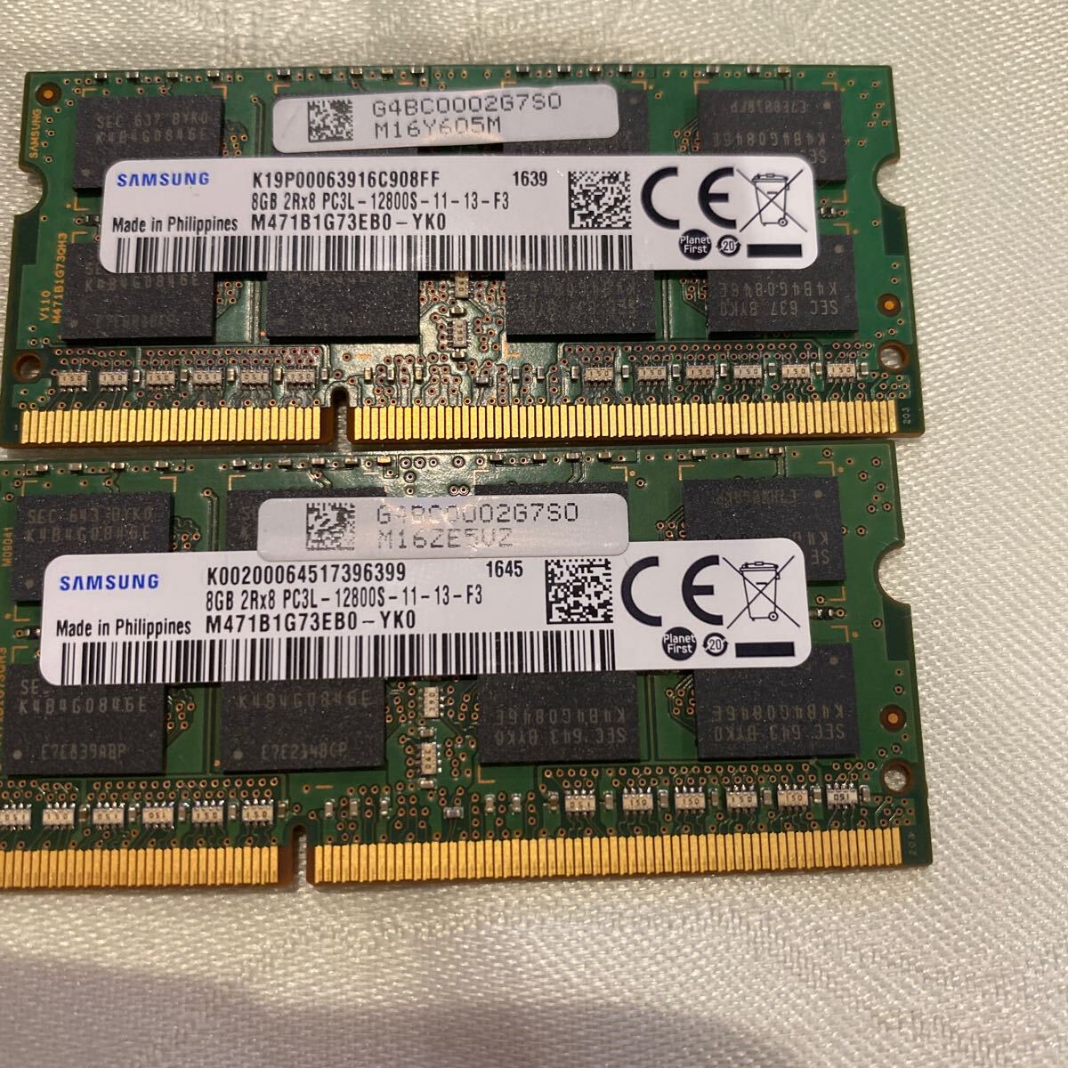 SAMSUNG DDR3L 1600 2Rx8 PC3L 12800S 8GBX2枚セット(16GB)の画像1