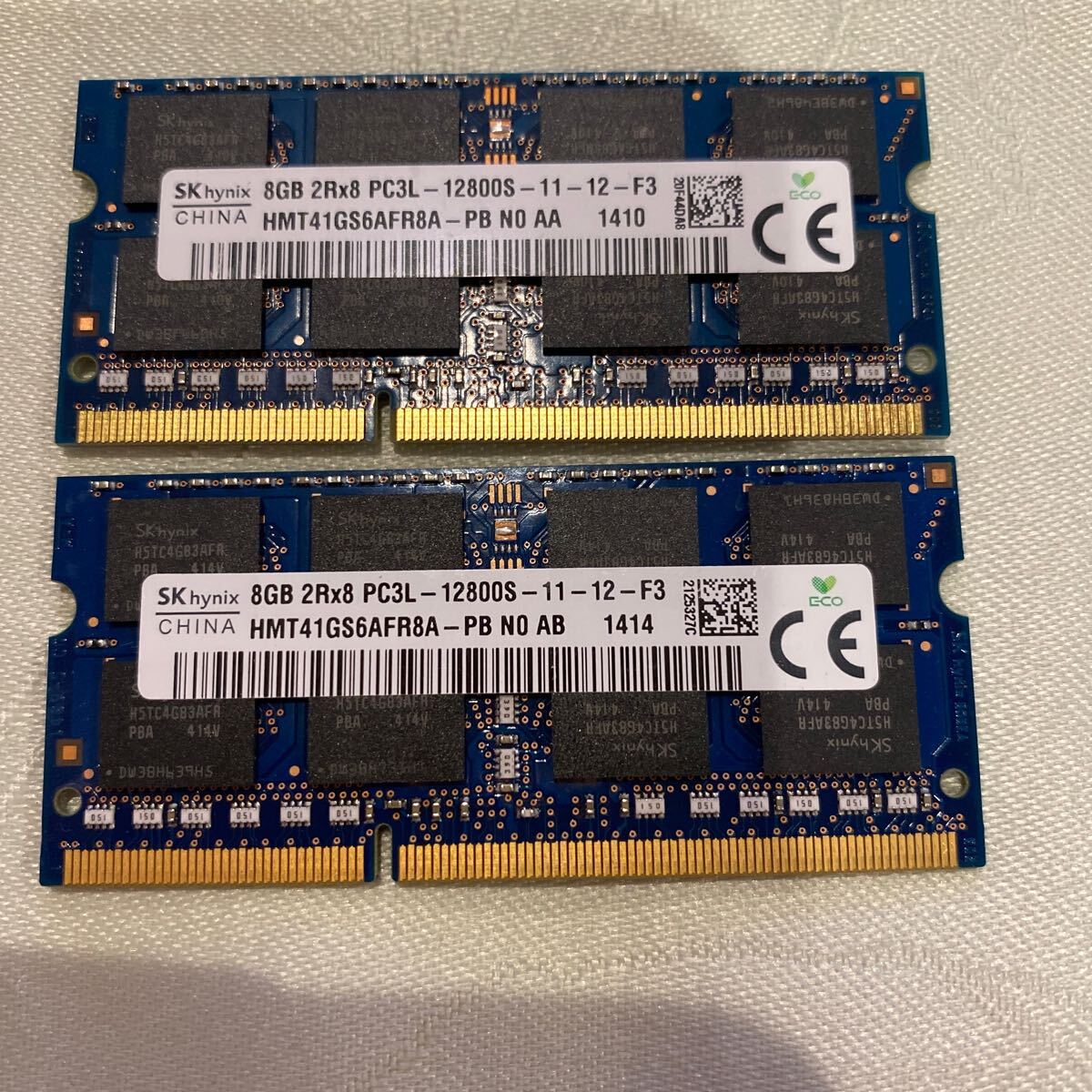 SKhynix DDR3L 1600 2Rx8 PC3L 12800S 8GBX2枚セット(16GB)④_画像1