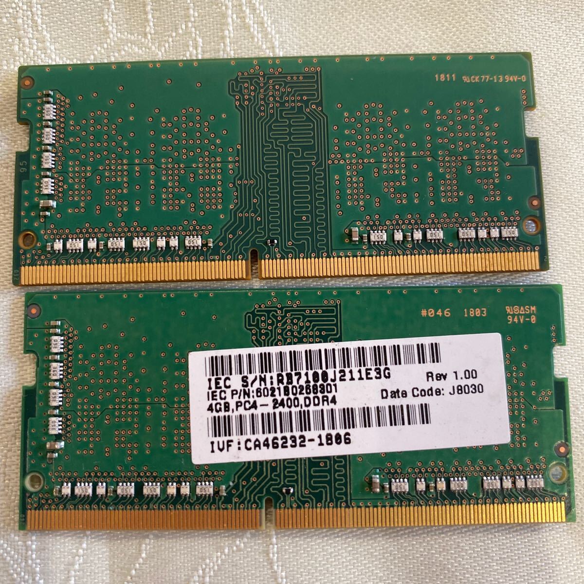 SAMSUNG DDR4 19200 1RX16 PC4 2400T 4GBX2枚セット(8GB)③_画像2