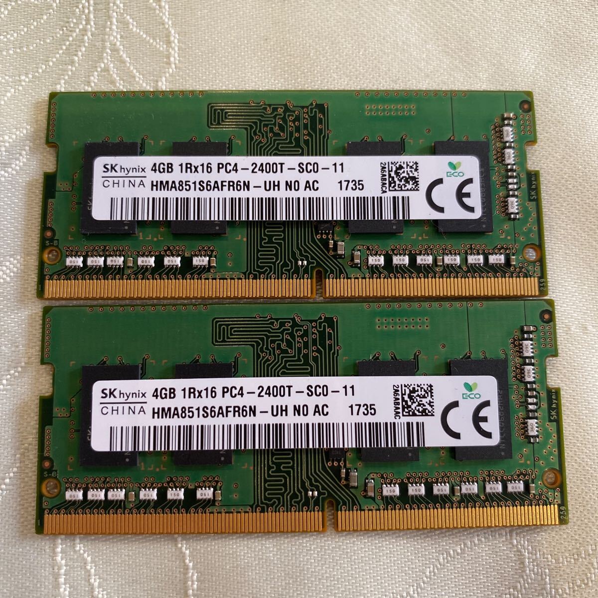SKhynix DDR4 19200 1RX16 PC4 2400T 4GBX2枚セット(8GB)⑧_画像1