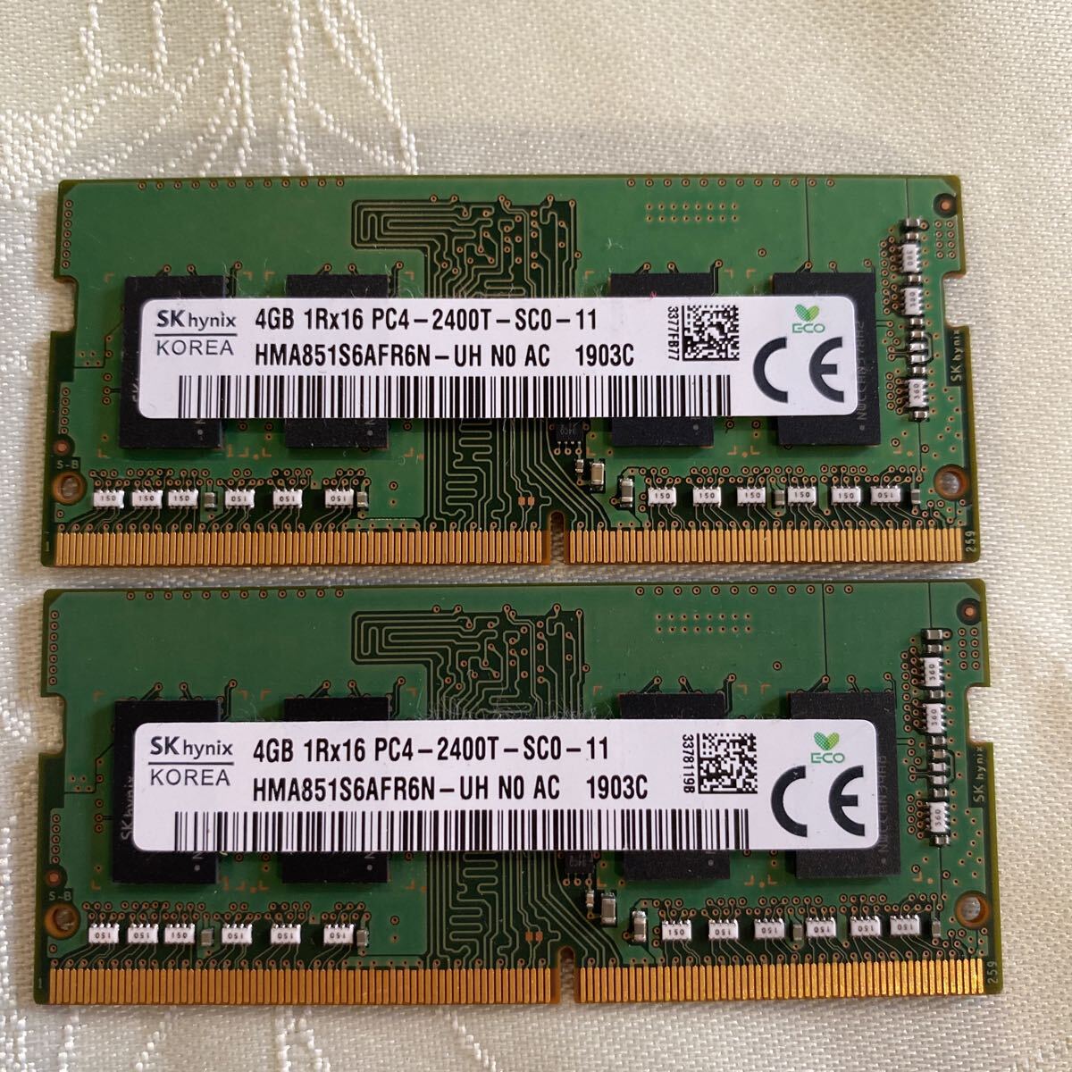 SKhynix DDR4 19200 1RX16 PC4 2400T 4GBX2枚セット(8GB)③_画像1