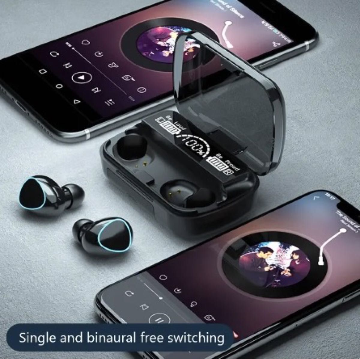 Bluetooth5.3☆驚きの重低音！！充電ボックス付き　ワイヤレス　Bluetoothイヤフォン