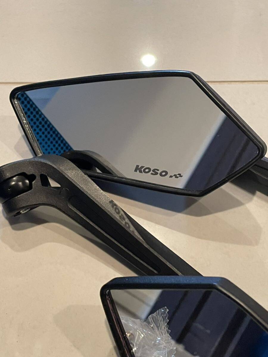 KOSO MOTORCYCLE MIRROR #2516 BLACK コーソーミラー 汎用 8mm 10mm 正ネジ、逆ネジ付き 取り付けのみ 未走行の画像2