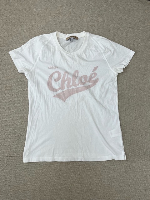 (J03766)シーバイクロエ/SEE BY CHLOE　 Uネック　半袖　Tシャツ　白　サイズ38_画像1