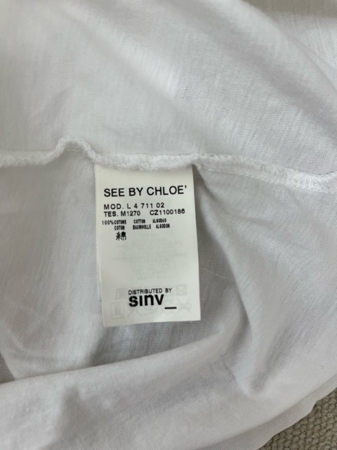 (J03766)シーバイクロエ/SEE BY CHLOE　 Uネック　半袖　Tシャツ　白　サイズ38_画像5