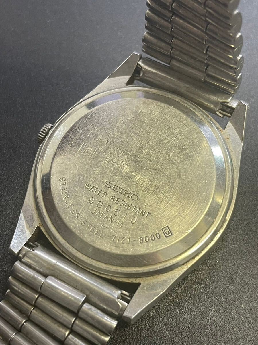 SEIKO セイコー QUARTZ クォーツ 7121-8000 3針 ホワイト文字盤 メンズ クオーツ 電池式 腕時計 動作未確認の画像4
