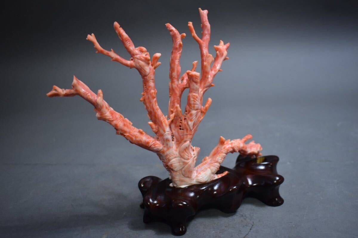 [ britain ]A987 era flowers and birds carving branch .. China fine art morning . ornament natural stone coral coral antique goods work of art old fine art hour substitute article old .